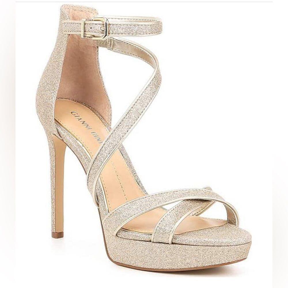 Gianni Bini Corielle Glitter Ankle Strap Strappy Platform Sandals Size 10